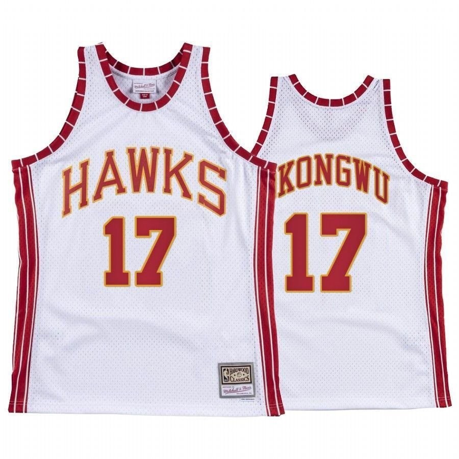 Men's Onyeka Okongwu 17 Atlanta Hawks Hardwood Classics Jersey White