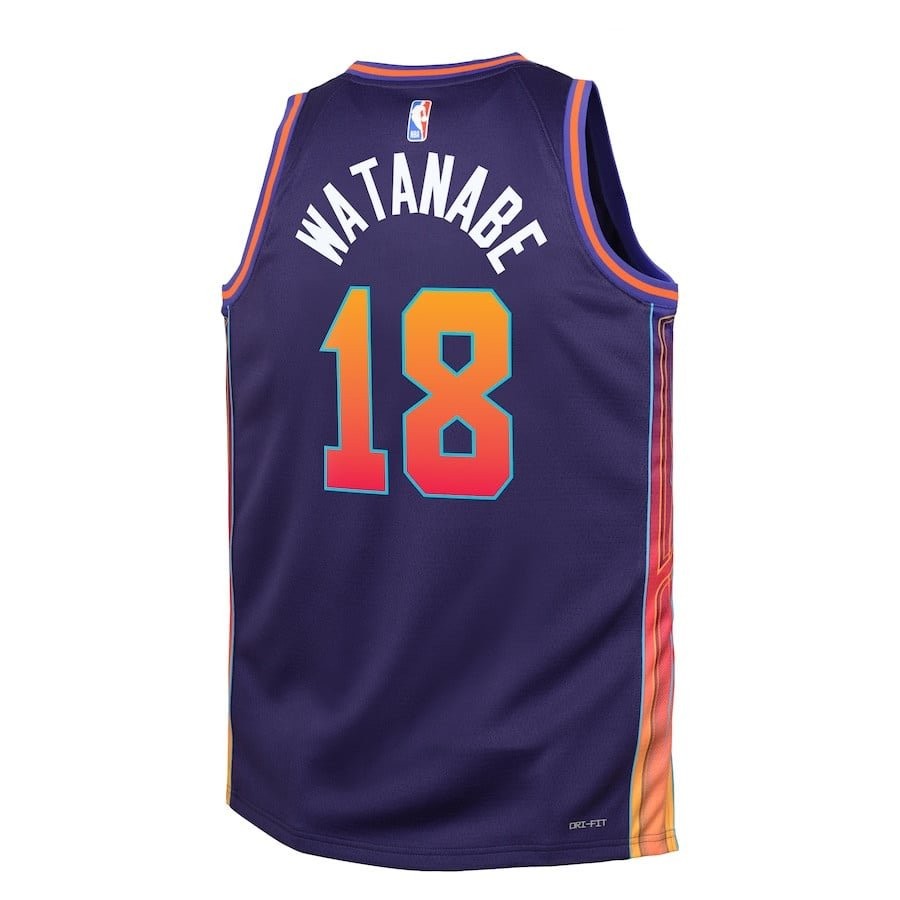 Yuta Watanabe Phoenix Suns 2023/24 City Edition Youth Swingman Jersey Purple - Image 3