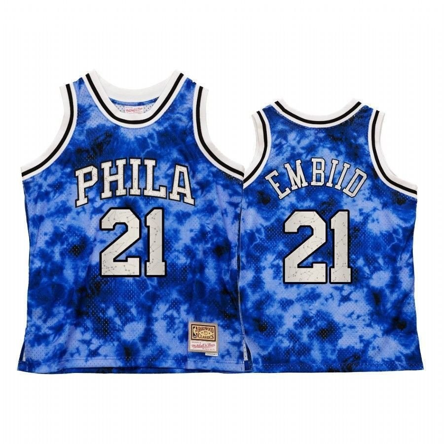 Men's Philadelphia 76ers Joel Embiid Galaxy Constellation Jersey Royal Vintage Multicolor