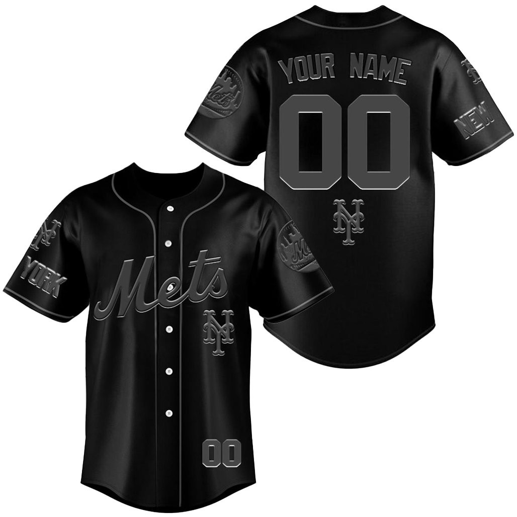 Custom Name and Number New York Mets 2026 Back To The Basics All Black Baseball Jersey