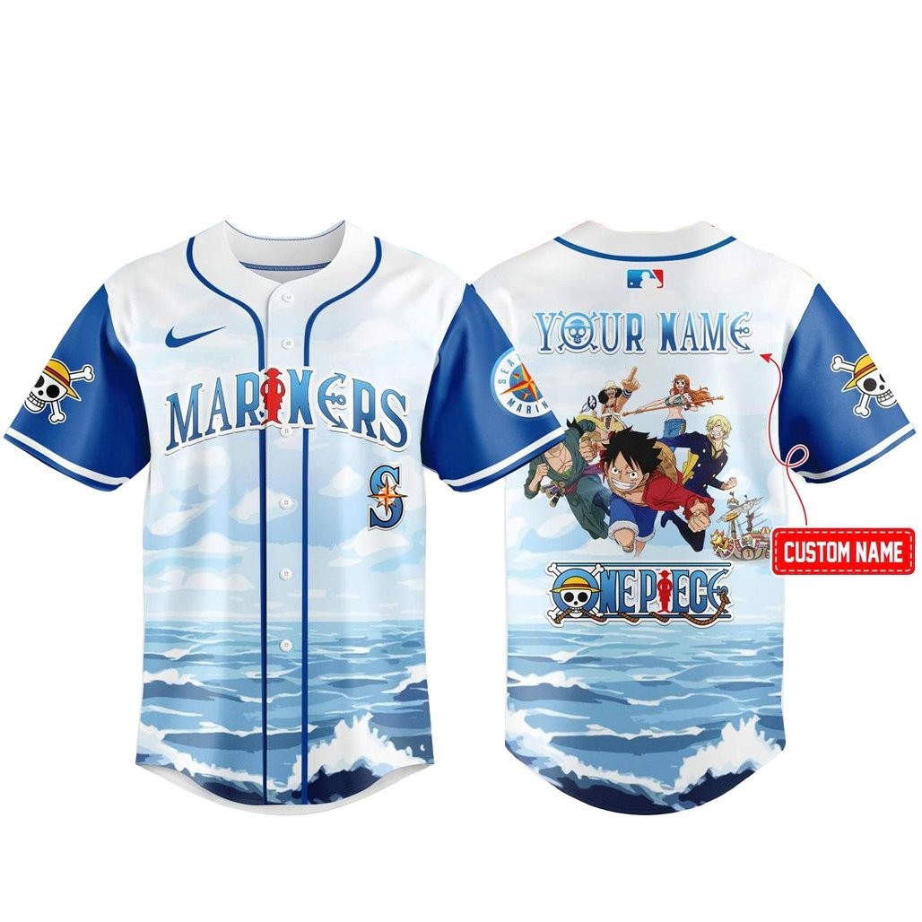 Custom Name Seattle Mariners x One Piece Night 2026 Baseball Jersey Version 2