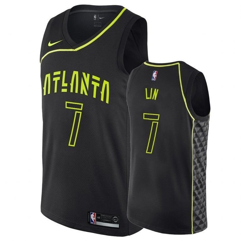 Men's Jeremy Lin 7 Hawks City Edition Black Basketball Jersey