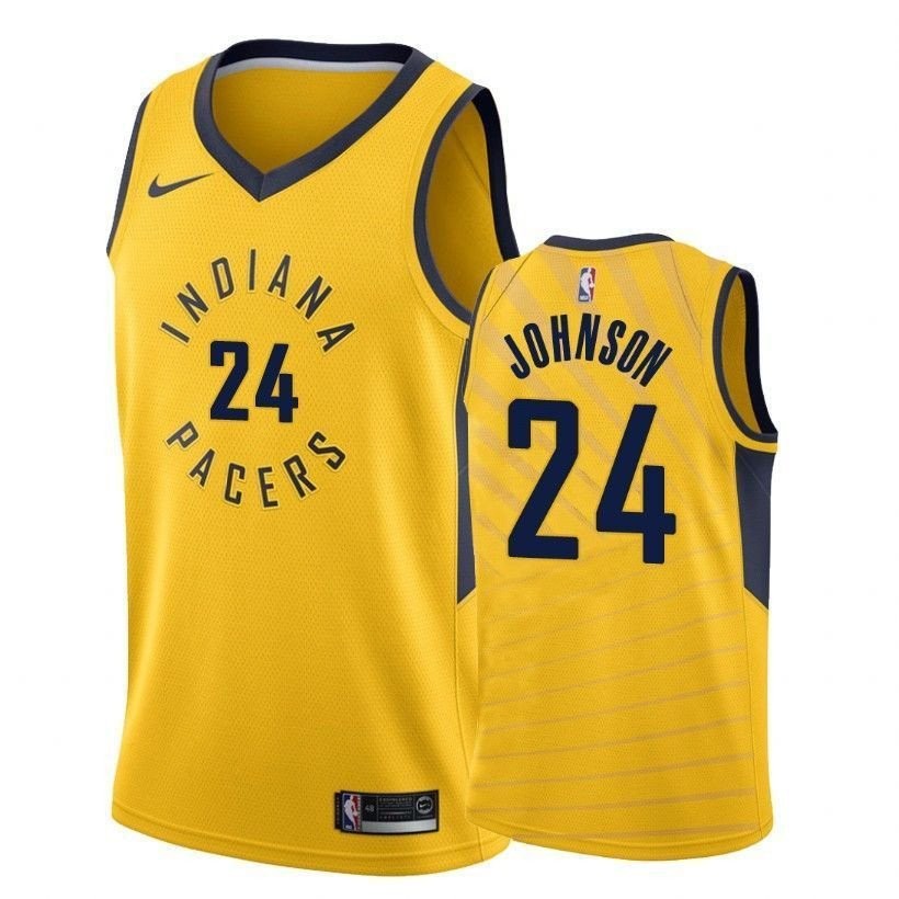 Men's Indiana Pacers Alize Johnson #24 Gold Basketball Jersey S-3XL