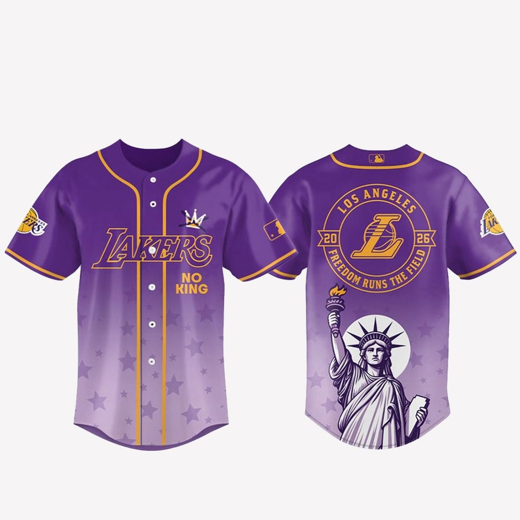 Los Angeles Lakers 2026 No Kings Freedom Runs The Field Baseball Jersey