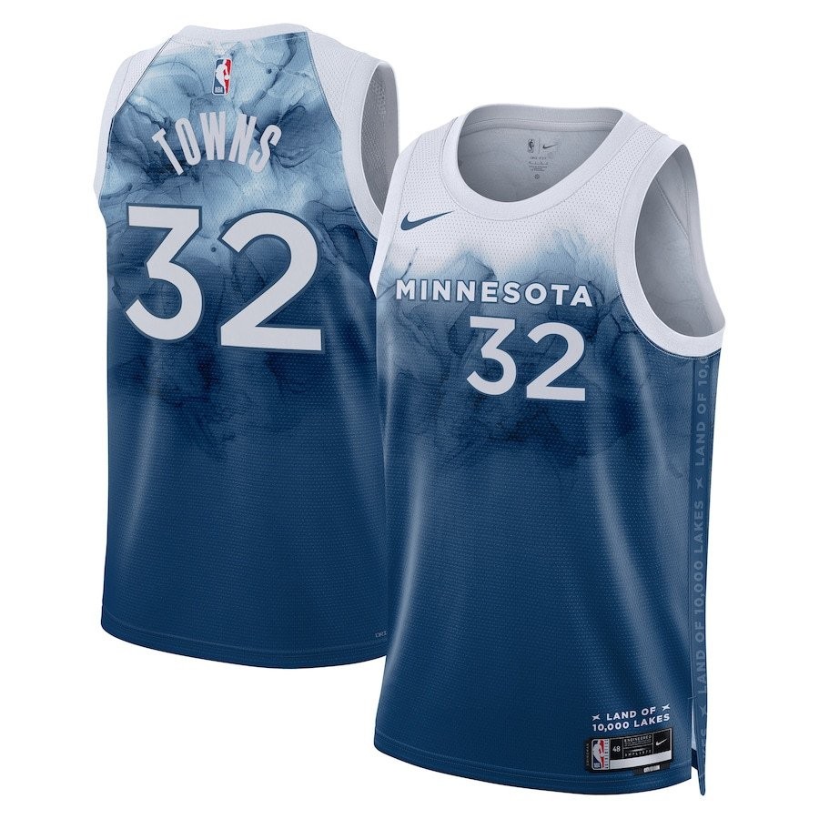 Karl-Anthony Towns 32 Minnesota Timberwolves 2023/24 City Edition Swingman Jersey Blue Multicolor