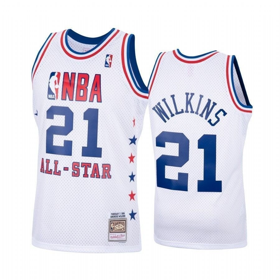 Men's Dominique Wilkins 21 White Hardwood Classics NBA Basketball Jersey