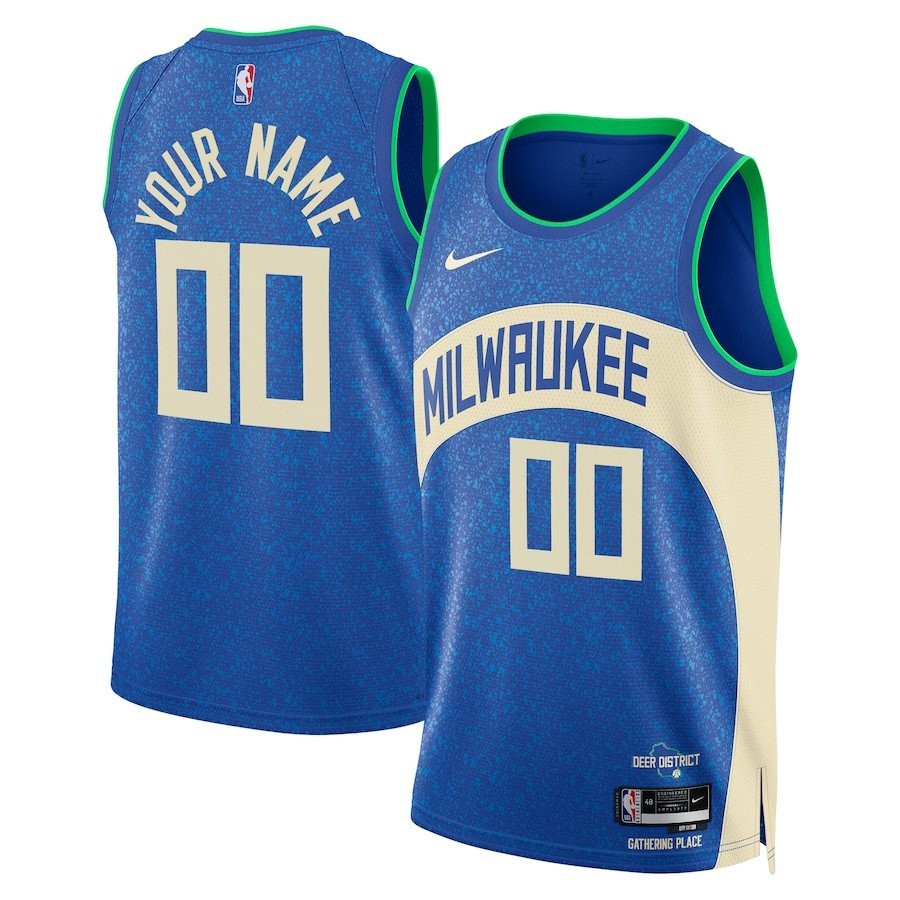 Milwaukee Bucks 2023/24 City Edition Swingman Custom Jersey Royal Multicolor Unisex