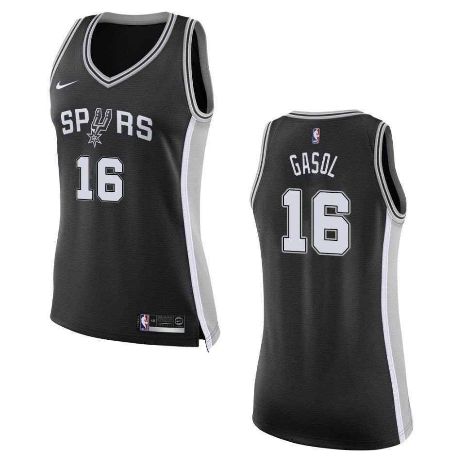 Women's San Antonio Spurs 16 Pau Gasol Icon Swingman Jersey Black