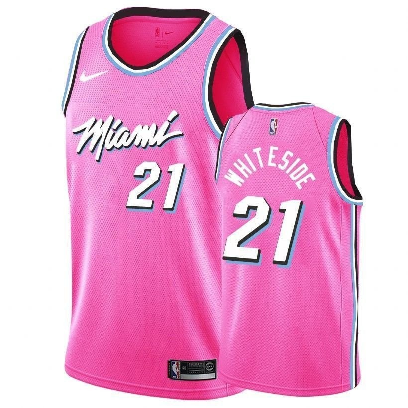 Men's Hassan Whiteside 21 Earned Edition Pink NBA Basketball Jersey Multicolor