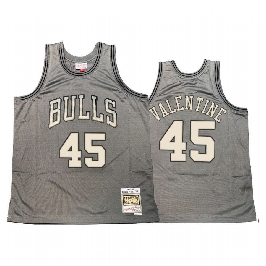 Men's Denzel Valentine 45 Chicago Bulls Hardwood Classics Jersey Gray