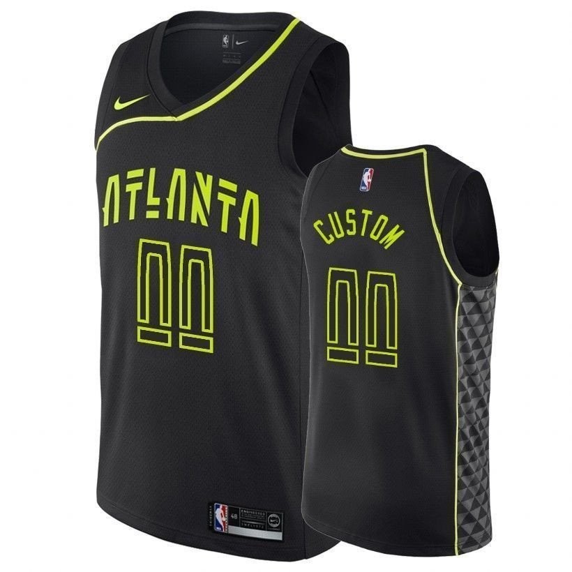 Hawks City Black Custom Jersey Mens S-3XL