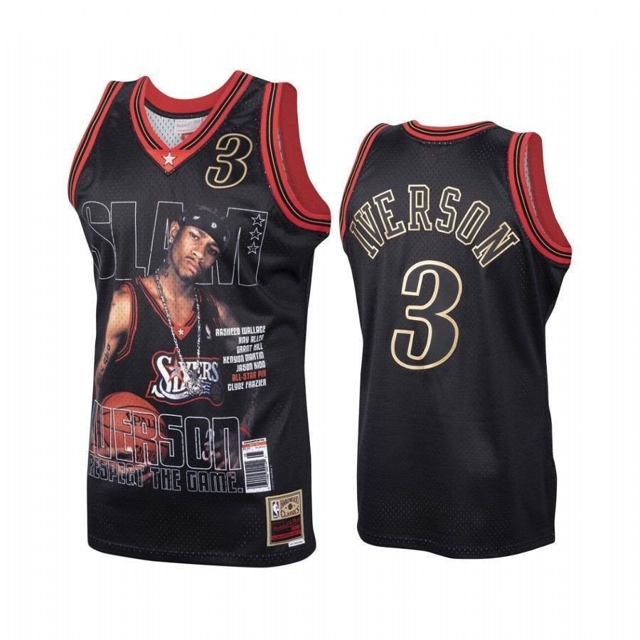 Men's Philadelphia 76ers Allen Iverson HWC Black Jersey