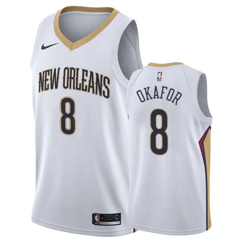 Men's Pelicans Jahlil Okafor #8 Association White Basketball Jersey