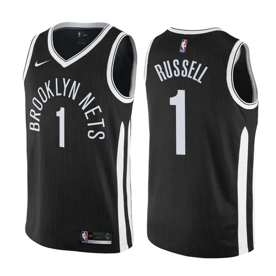 Nets Male D'angelo Russell 1 City Edition Black Jersey