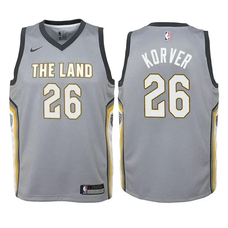 Youth Cavaliers Kyle Korver 26 City Edition Gray Jersey - Unisex Multicolor Basketball Jersey