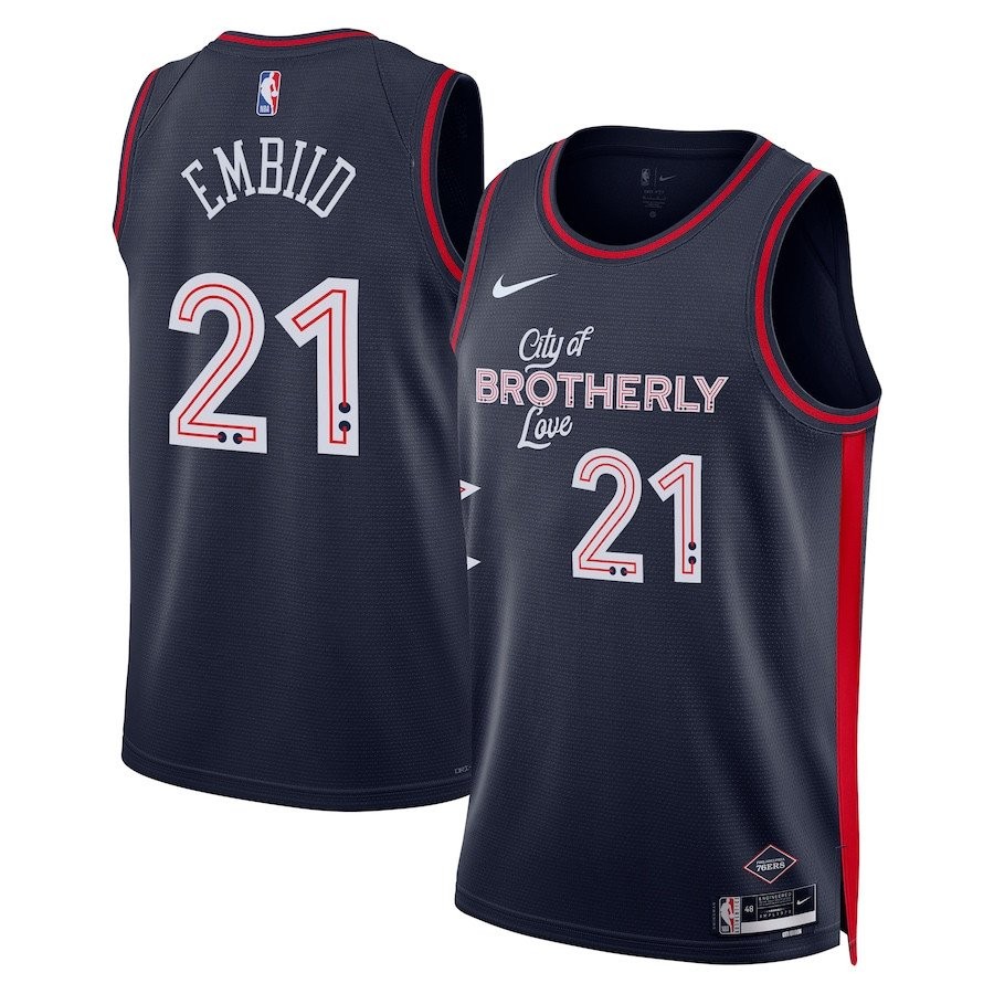 Joel Embiid 21 Philadelphia 76ers 2023/24 City Edition Swingman Jersey Navy