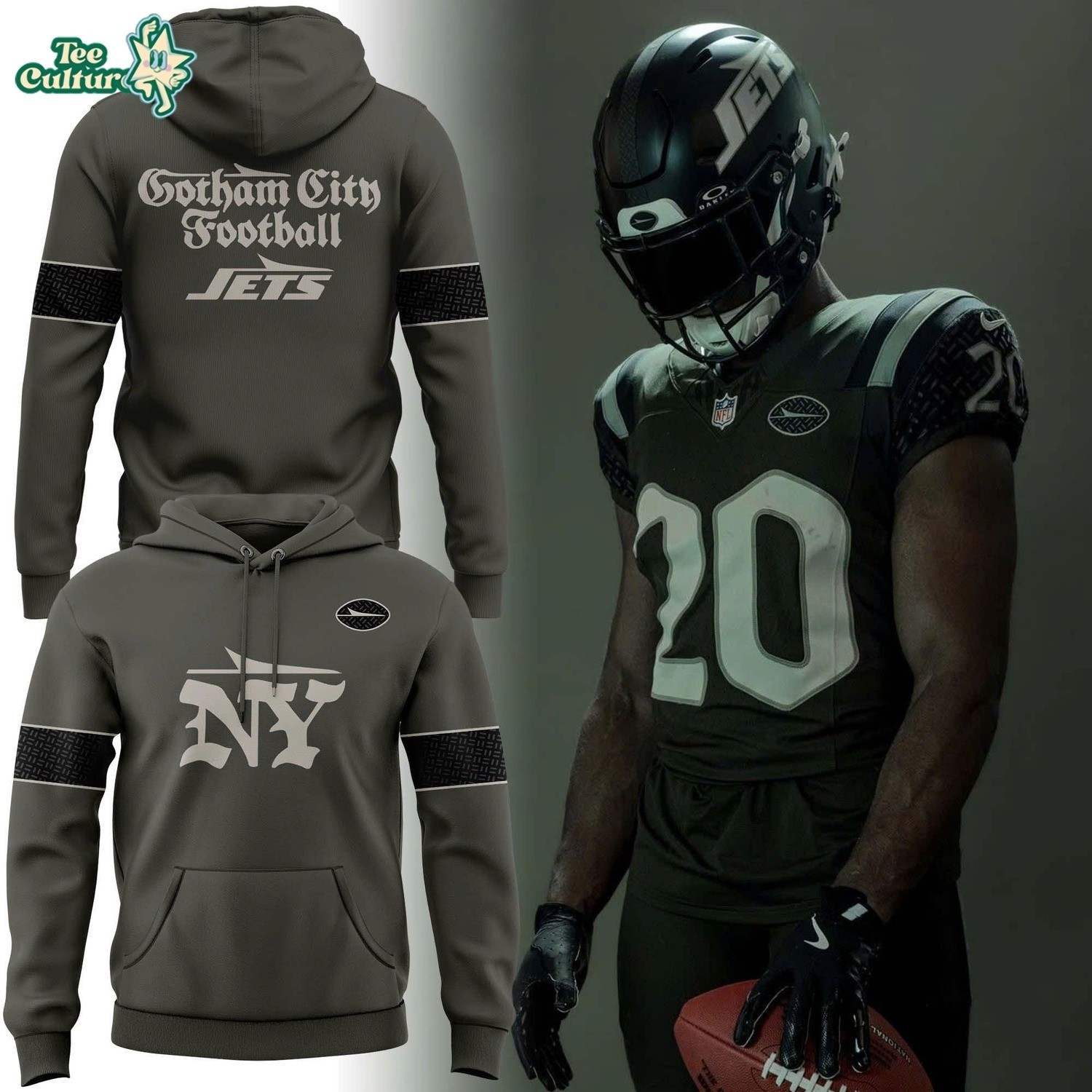 Musemora - Men's New York Jets Hoodie - Game Day Football