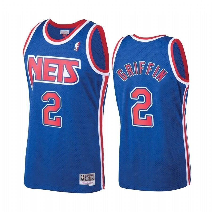 Men's Blake Griffin 2 Brooklyn Nets Hardwood Classics Jersey Blue Multicolor