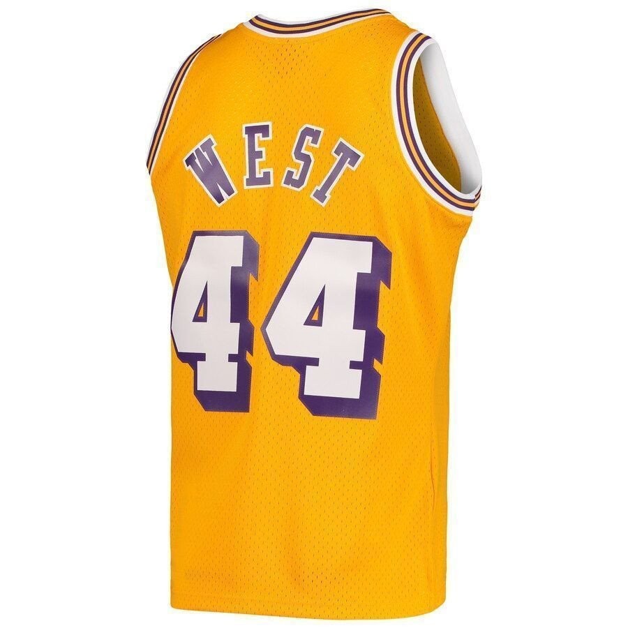 Jerry West Los Angeles Lakers Mitchell & Ness Hardwood Classics 1971-72 Swingman Jersey - Gold - Image 3