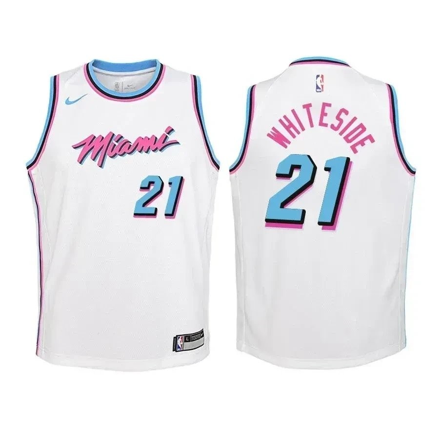 Youth Heat Hassan Whiteside 21 City Edition White Jersey - Unisex Basketball Jersey