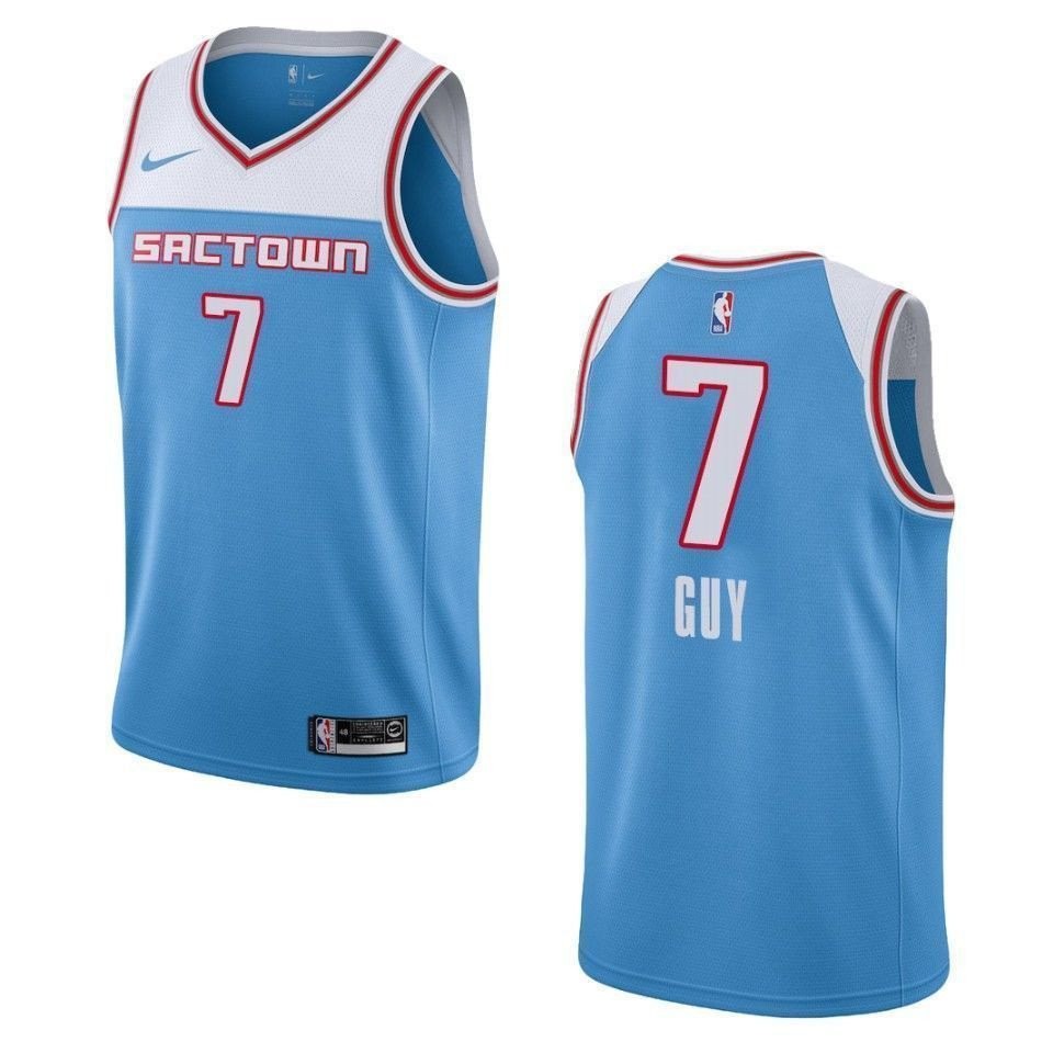 Men's Sacramento Kings 7 Kyle Guy City Swingman Jersey Blue