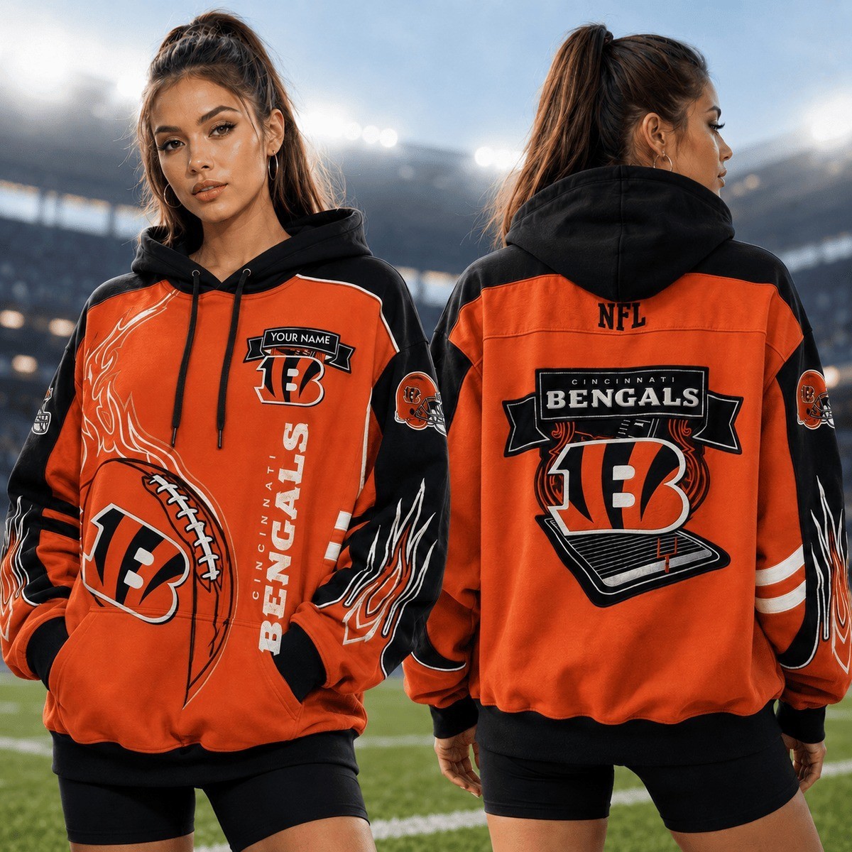 Musemora - Women's Cincinnati Bengals Hoodie - Game Day Football