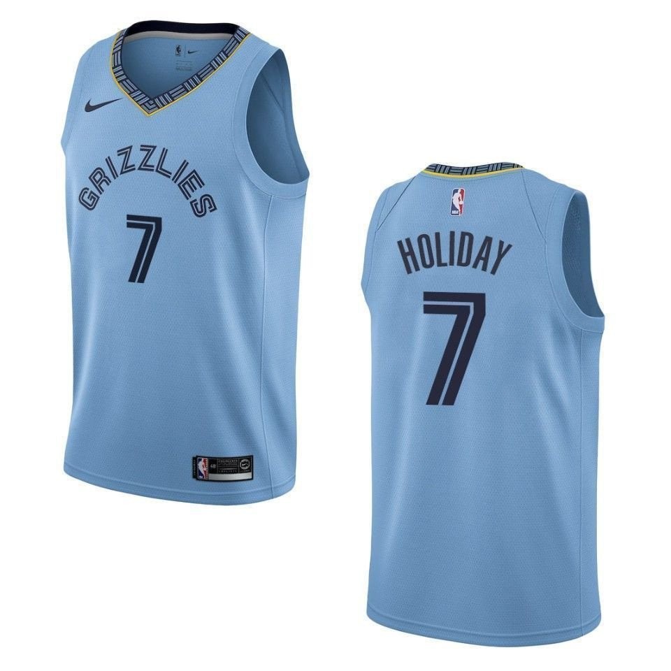 Men's Memphis Grizzlies Justin Holiday Statement Swingman Jersey Blue - Size S-3XL