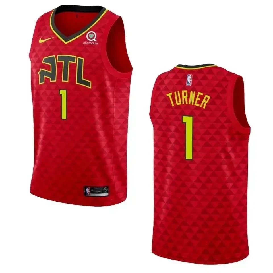 Men's Atlanta Hawks Evan Turner Statement Swingman Jersey Red Multi Color