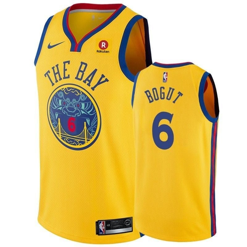 Warriors Andrew Bogut 6 City Yellow Men's Basketball Jersey