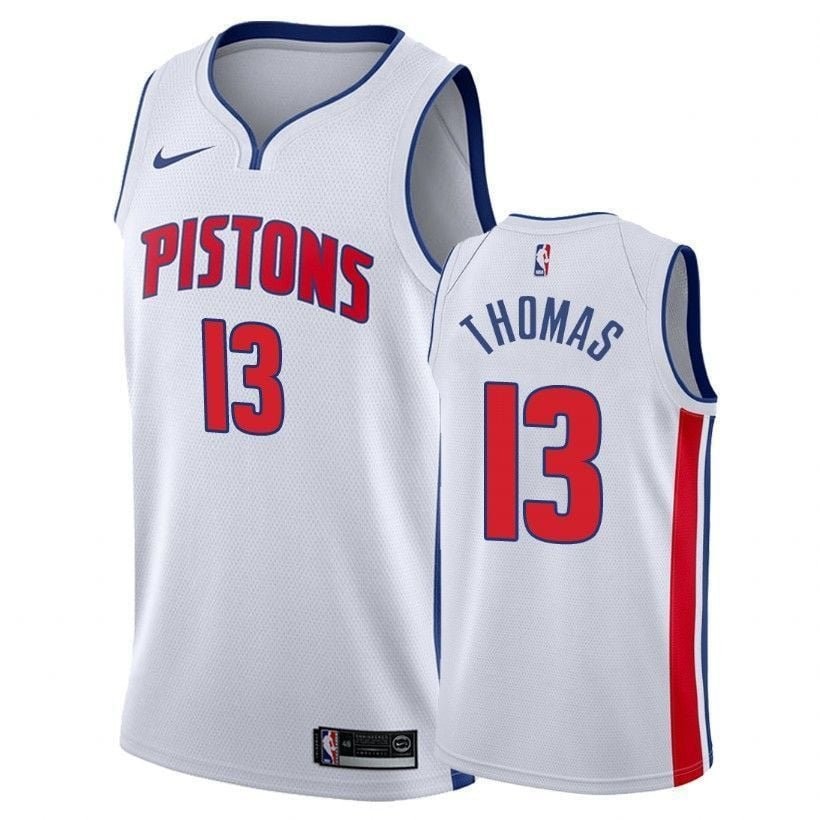 Men's Khyri Thomas #13 Pistons Association White Basketball Jersey