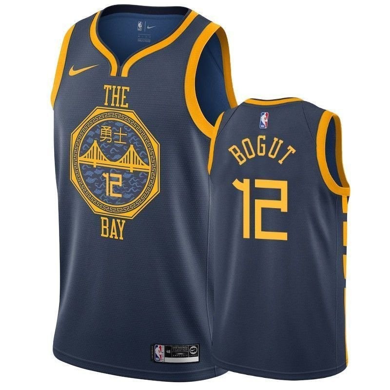 Warriors Andrew Bogut 12 City Navy Men's Basketball Jersey