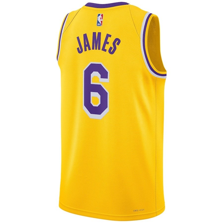 LeBron James 6 Los Angeles Lakers Unisex Swingman Jersey Icon Edition Gold - Image 3