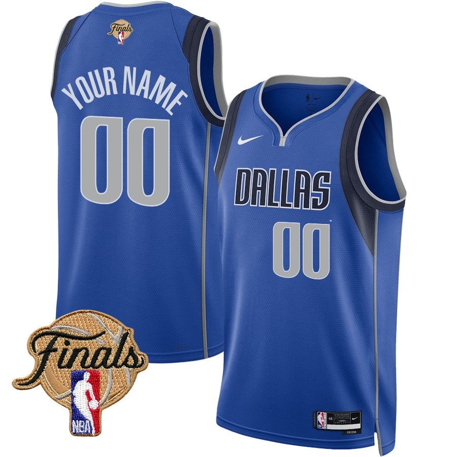 Dallas Mavericks 2024 Finals Patch Swingman Jersey Customized Icon Edition Blue Unisex
