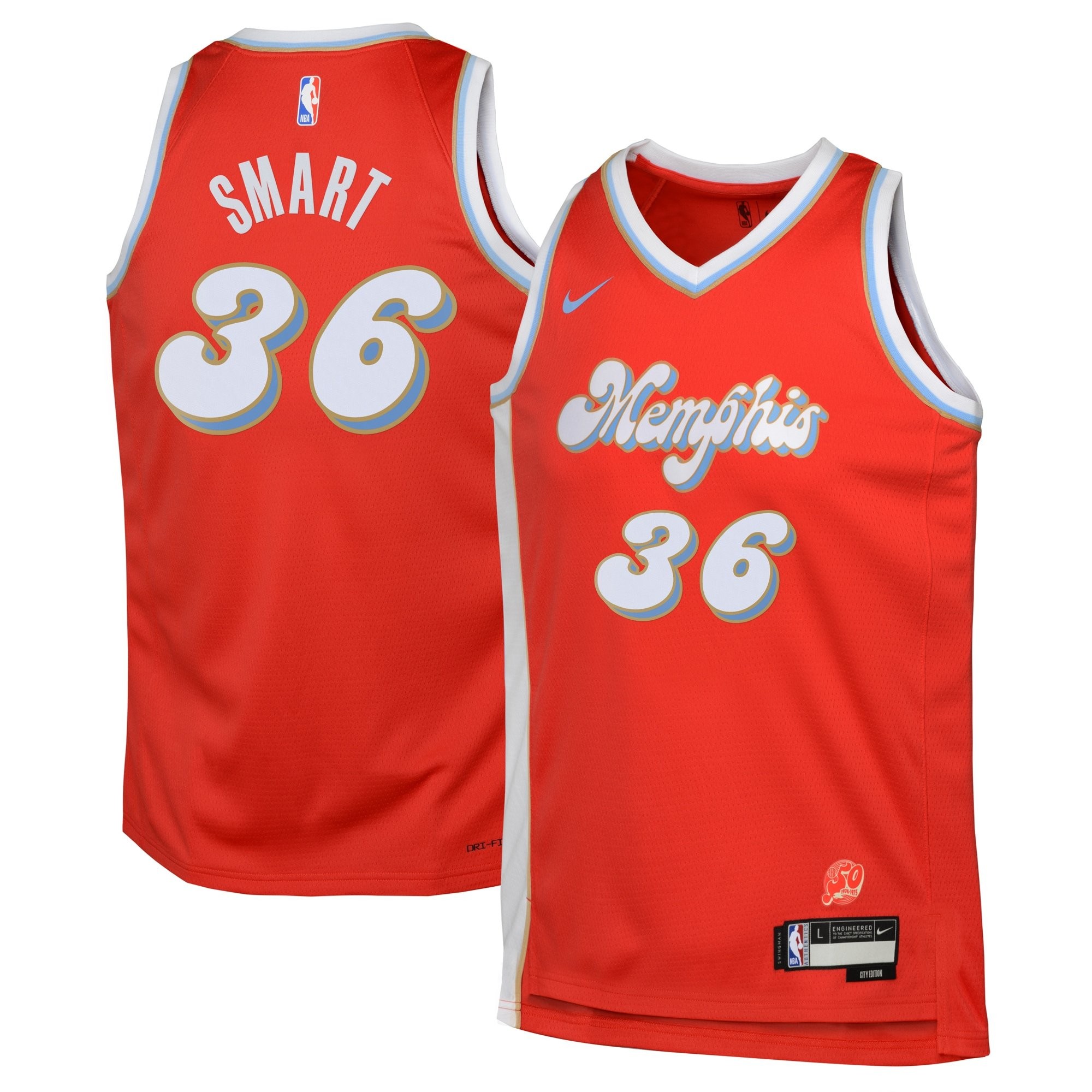 Memphis Grizzlies City Edition Swingman Jersey 2024 Red Marcus Smart Youth