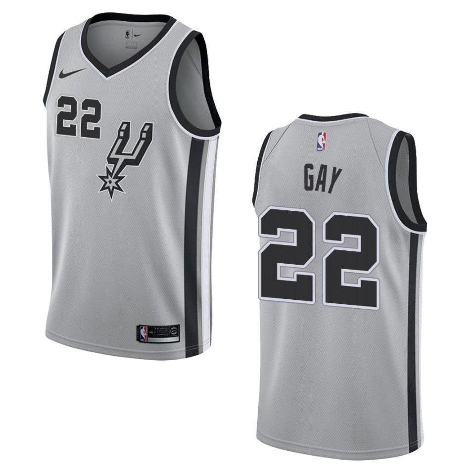 Men's San Antonio Spurs 22 Rudy Gay Statement Swingman Jersey - Silver