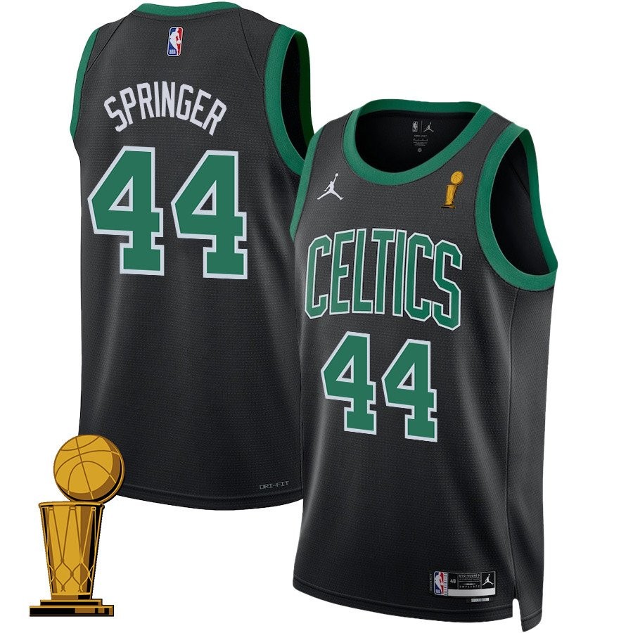 Jaden Springer 44 Boston Celtics 2024 Finals Champions Swingman Jersey Statement Edition Black