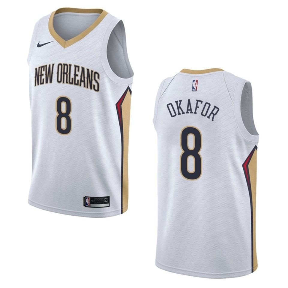 Men's New Orleans Pelicans Jahlil Okafor #8 Association Swingman Jersey White