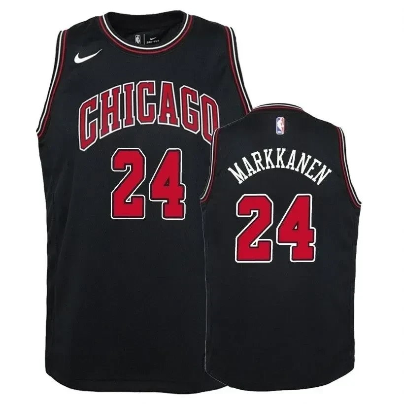 Youth Chicago Bulls Lauri Markkanen #24 Black Jersey Unisex S-3XL
