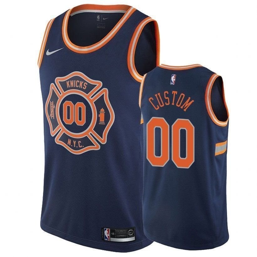 Knicks Custom 00 City Navy Multi Color Jersey Mens S-3XL Polyester