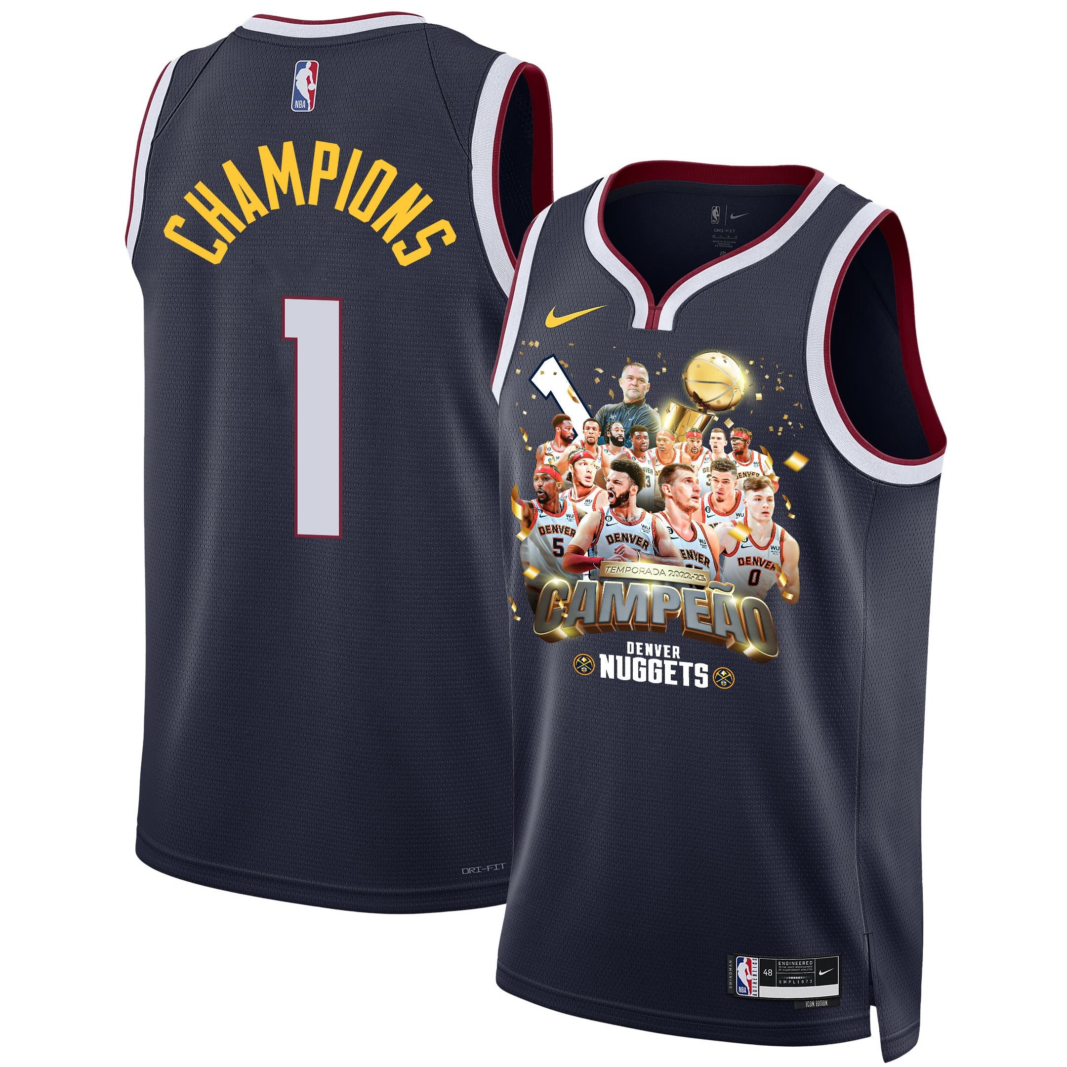 Denver Nuggets 2023 NBA Finals Journey to 1st Championship Swingman Jersey Black Unisex