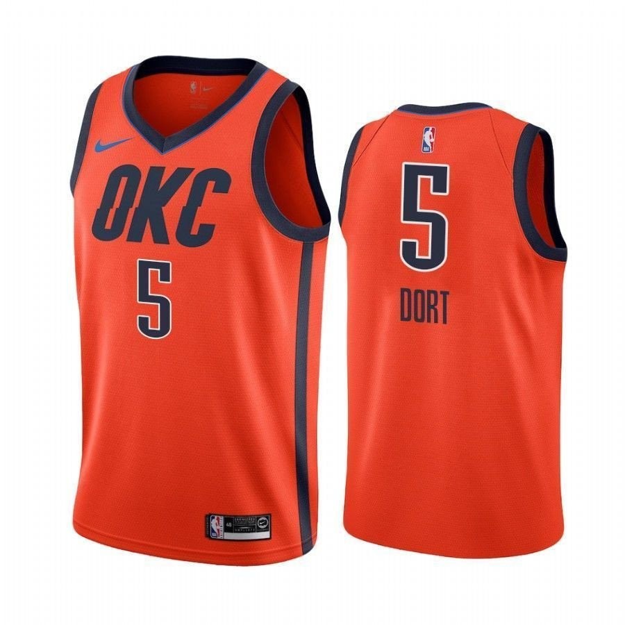 Men's Luguentz Dort Oklahoma City Thunder Orange Earned 5 Jersey - 100% Polyester