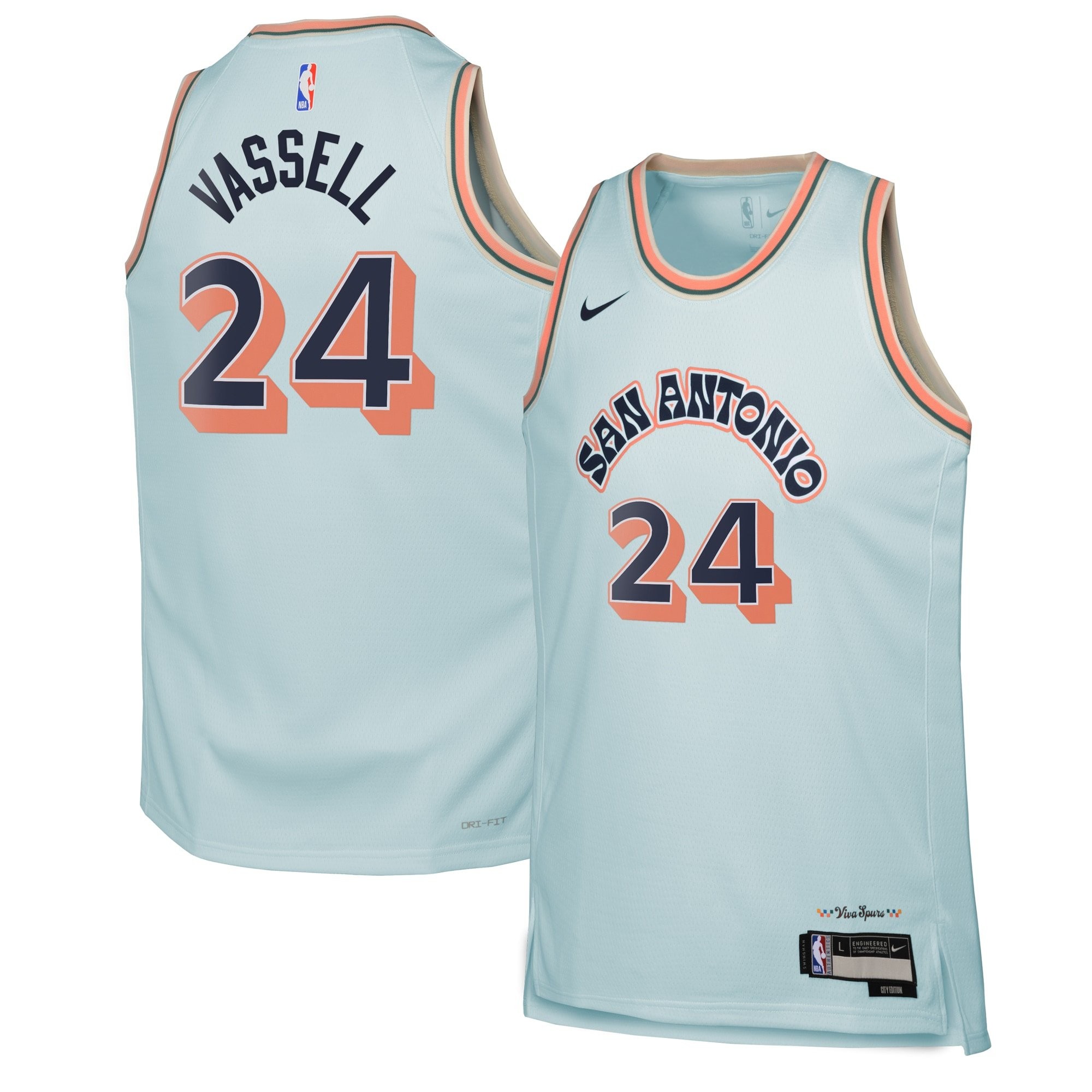 San Antonio Spurs City Edition Swingman Jersey 2024 Blue Devin Vassell Youth