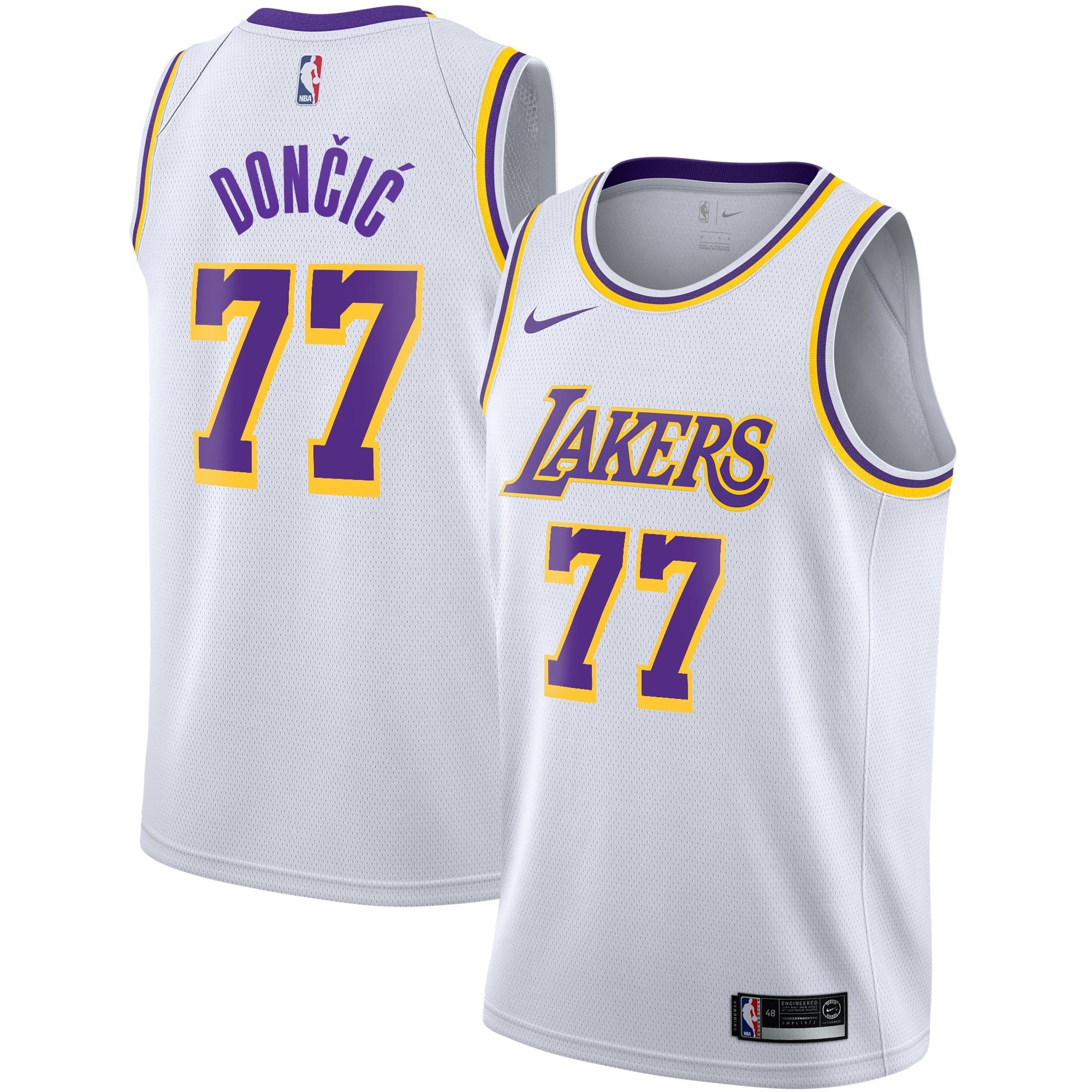 Los Angeles Lakers Association Edition Swingman Jersey White Luka Dončić Youth