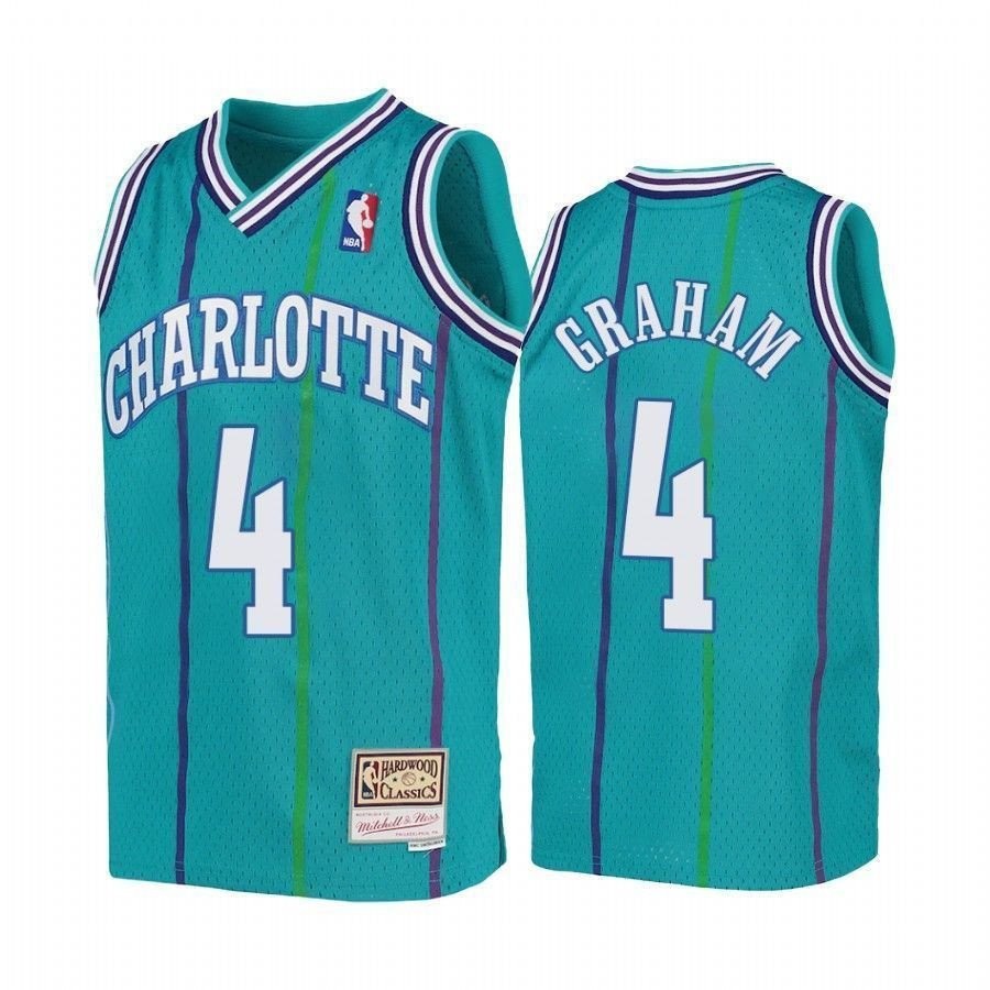 Youth Devonte' Graham Charlotte Hornets Teal Hardwood Classics Jersey - Unisex Polyester S-3XL