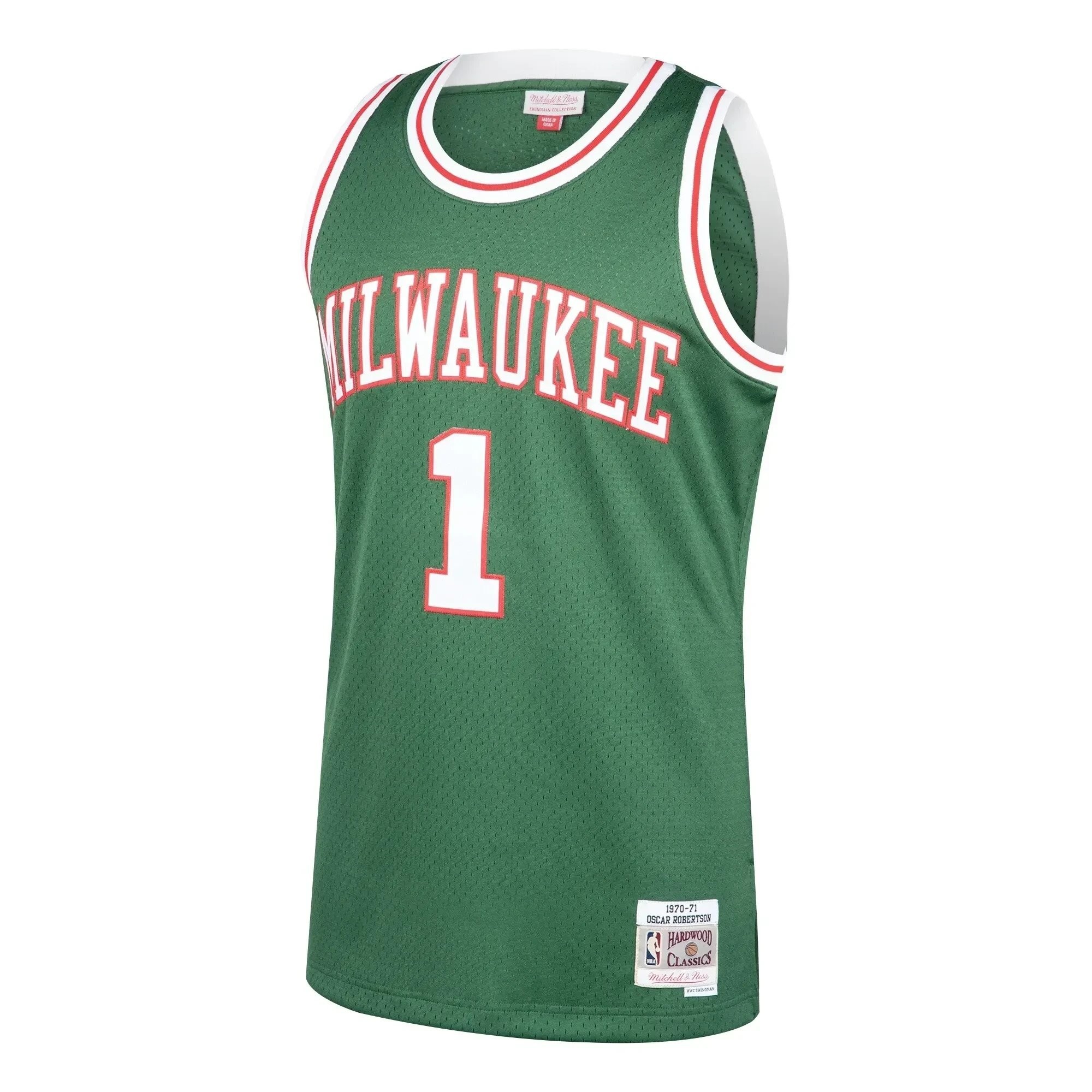 Oscar Robertson Milwaukee Bucks Mitchell Ness 1970-71 Hardwood Classics Swingman Jersey - Green - Image 5