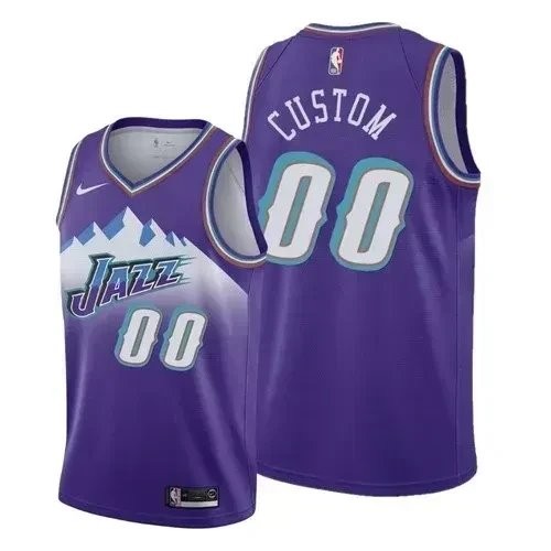 Men Custom Utah Jazz Hardwood Classics Purple Jersey Any Size