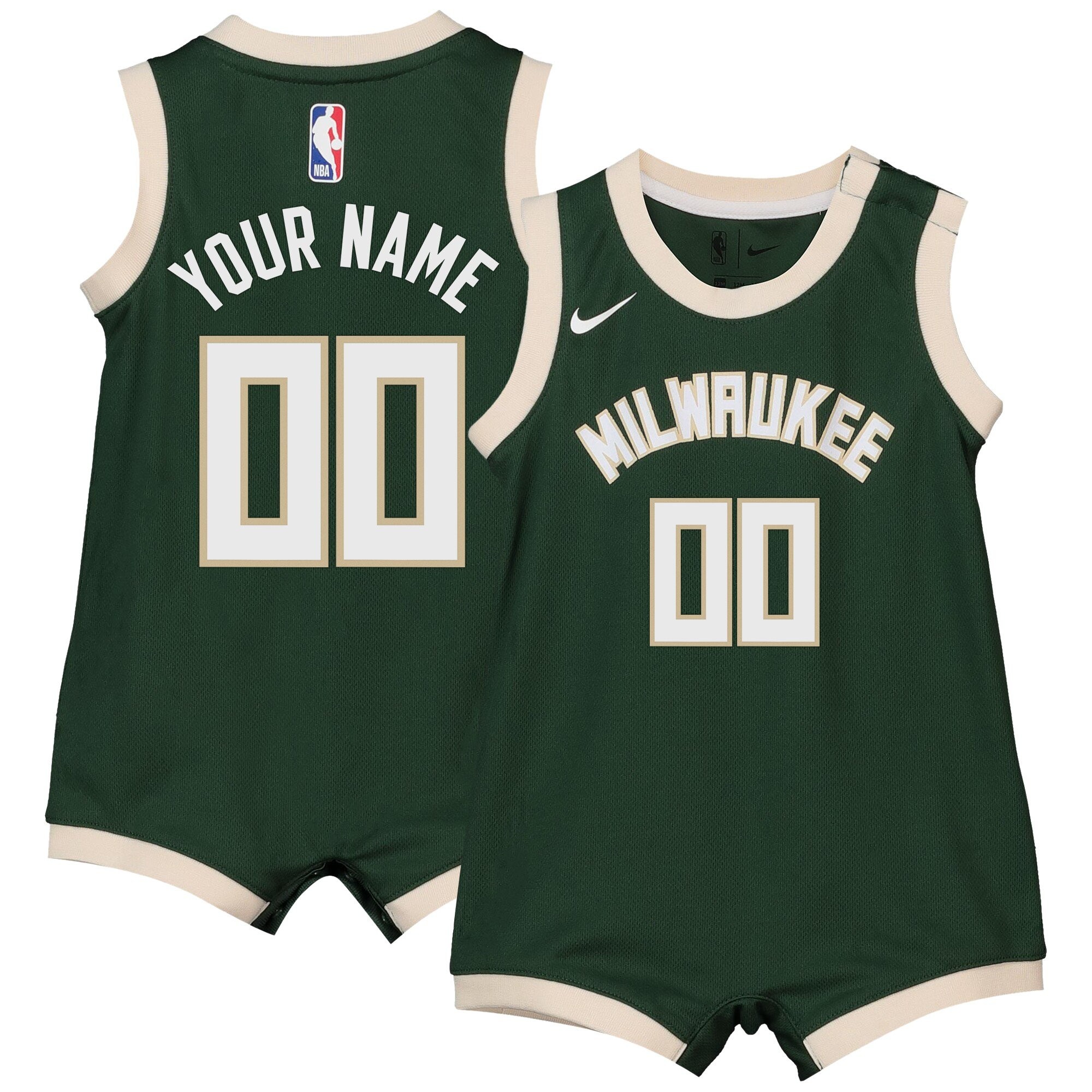 Milwaukee Bucks Onesie Jersey Custom Infant Unisex Multicolor
