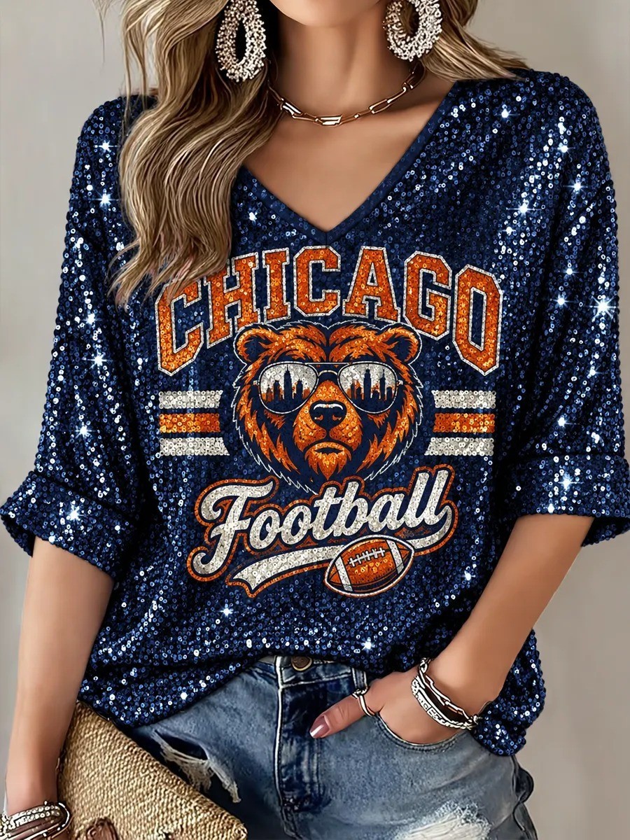 Musemora - Unisex Chicago Bears Long Sleeve Shirt - Game Day Football