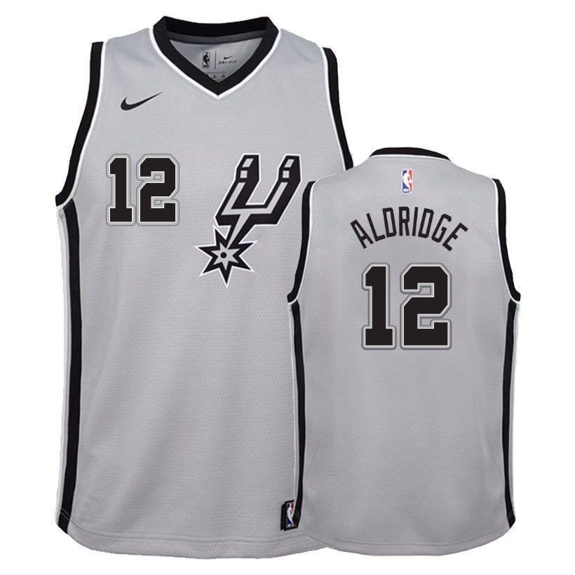 Youth San Antonio Spurs LaMarcus Aldridge #12 State Silver Jersey Unisex