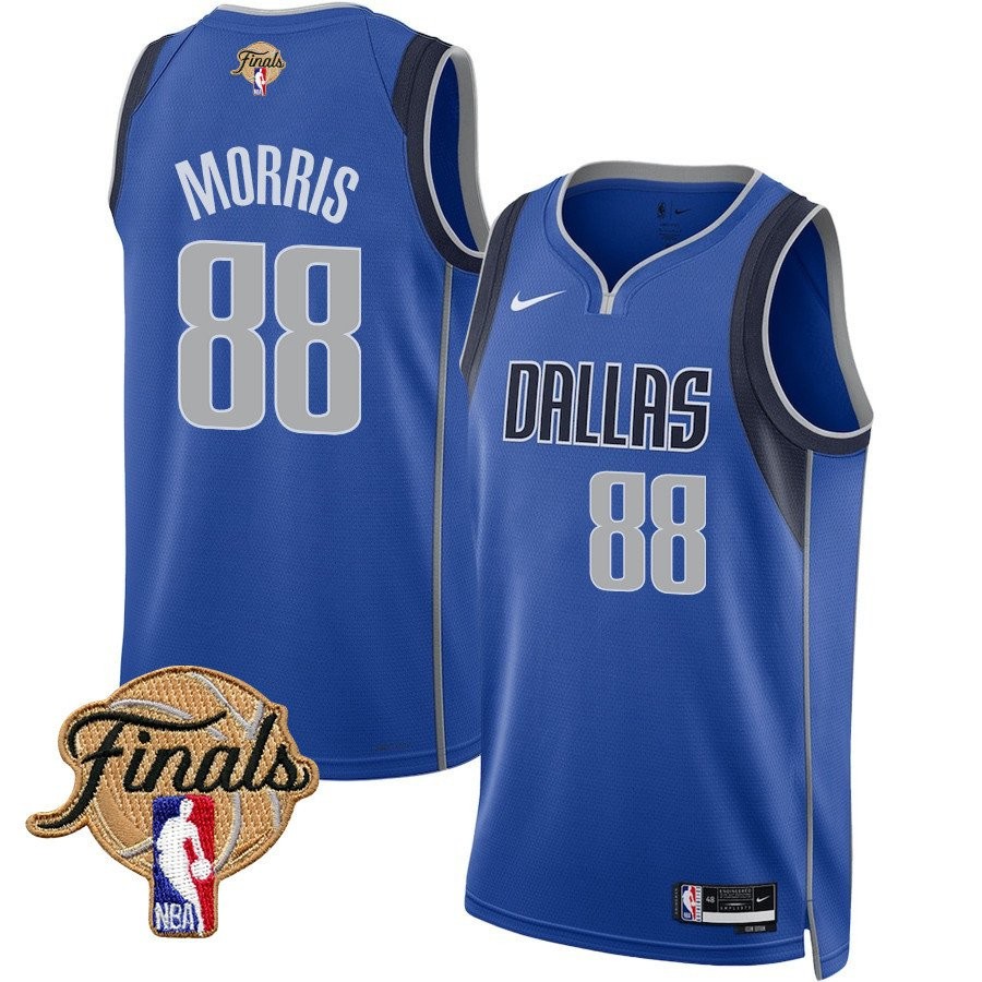 Markieff Morris 88 Dallas Mavericks 2024 Finals Patch Swingman Jersey Icon Edition Blue